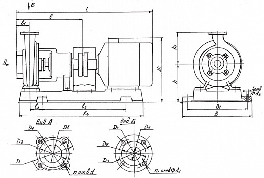 Схема для Консольный насос - К 100-65-250а (агрегат)
