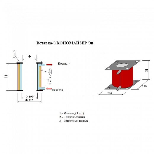 Схема для Экономайзер ЭП2-150/1250 утепленный