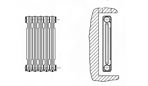 Схема для Радиатор алюминиевый Ogint Delta 500*80 мм (6 секционный)